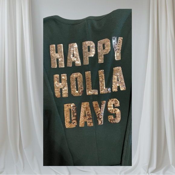 Green Holiday Jumpsuit with Gold Lettering - Picture 9 of 12
